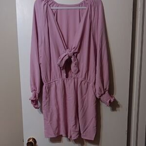 Chic Lavender Tie-Front Romper